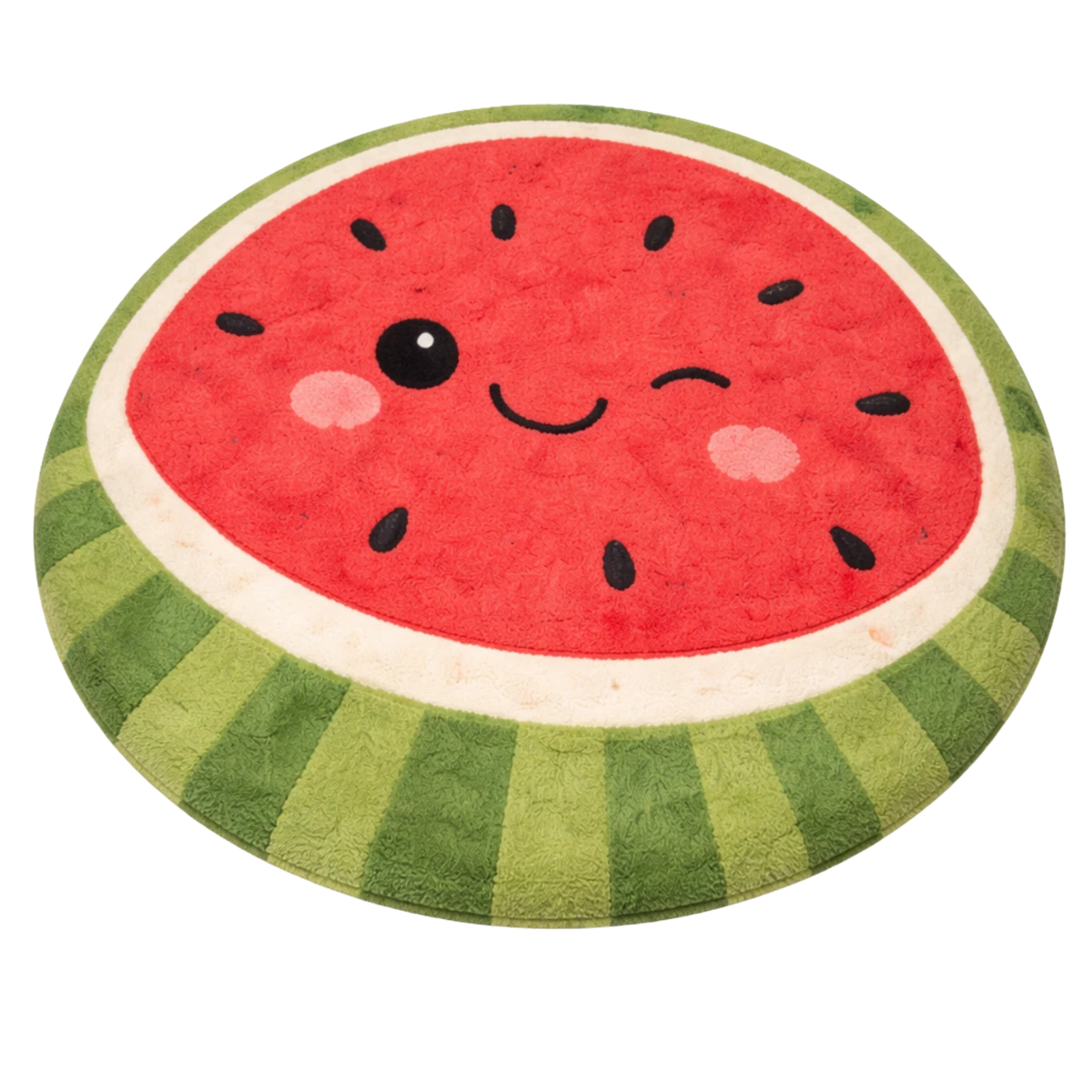 Round rug with a watermelon design on a white background