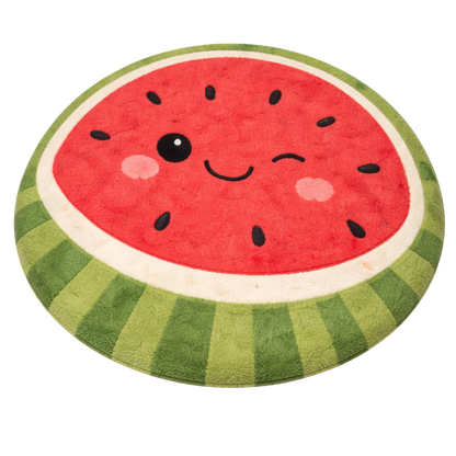 Round rug with a watermelon design on a white background