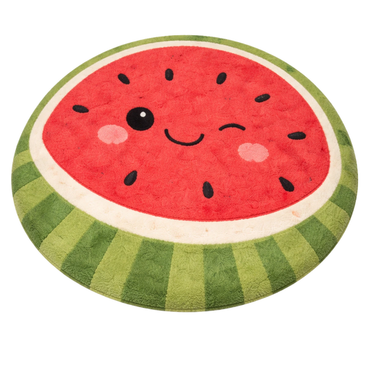 Round rug with a watermelon design on a white background